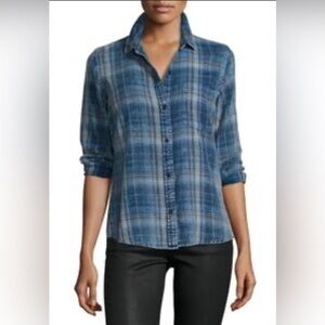 Current/Elliott Indigo Checkered Shirt
